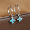 2PCS Zircon Flower Pendant Hoop Earrings for Women Simple Sweet Stainless Steel Earring Piercing Jewelry - Image 20