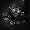 13Pcs/Set Vintage Carved Hollow Flower Crown Love Rings for Women Retro Fringer Rings Party Jewelry Gift - Image 2