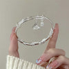 Creative Plum Blossom Cuff Bangles for Women Silver Color Floral Open Bracelet Wristband Wedding Jewelry - Image 8