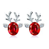 Cartoon Animal Deer Stud Earrings Small Antler Earing For Girls Kid CZ Crystal Stone Christmas Gift Jewelry Women - Image 1
