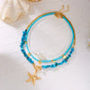 3pcs/set Bohemian Pearl Starfish Pendant Necklace for Women Irregular Blue Stone Beads Link Chain Beach Party Jewelry - Image 2