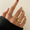 10Pcs Imitation Pearl Leaf Flower Rings Set For Women Rhinestone Butterfly Finger Ring Metal Knuckle Finger Ring Jewelry - Image 9