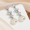 Marquise Cut Cubic Zircon Dangle Earrings for Women Imitation Pearl Leaf Wedding Jewelry - Image 8