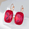 Red Stone Drop Earrings For Women Rose Gold Color 25 13mm Big Zircon Jewelry Gifts - Image 2