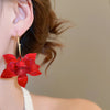 Red Acrylic Resin Flower Earrings For Women Jewelry Statement Earings - Image 3