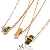 Stainless Steel Olive Green Cubic Zirocnia Chic Pendant Necklace for Women Minimalist Charm Korean Collar Jewelry - Image 1