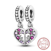 Silver Charm Bead Mother's Day Love Heart Family Charm Bead Pendant Fits Bracelet Womens Jewelry Gifts - Image 46