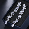 Zircons Marquise Cluster Flower Shape Cubic Zirconia Long Dangle Drop Earrings for Brides Wedding Party Jewelry - Image 3