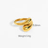 Stainless Steel Openwork Ring with Sculpted Folds in Gold-Tone - Image 14