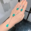 Paraiba Tourmaline Gemstone Long Pendant Necklace Tassel Earrings Wedding Anniversary Jewelry Set Women Birthday Gift - Image 1