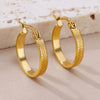 Gold Color Hoop Earrings for Women Oval Circle Stainless Steel Earrings Elegant Piercing Ear Jewelry - Image 8