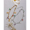 Colorful Bead and Flower Chain Anklet in Gold-Tone or Silver-Tone - Image 5