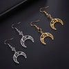 Crescent Triple Moon Goddess Dangle Earrings Stainless Steel Black Crystal Pentagram Amulet Wicca Earring Witch Jewelry - Image 6