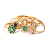 Oval Floral Shape Cubic Zirconia Green Black Clear Stone Rings For Party Adjustable Stainless Steel Rings For Women - Image 2
