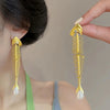 Fishbone Pearl Dangle Earrings for Women Vintage Drop Earrings Exaggerated Punk Versatile Elegant Jewelry Gifts - Image 3