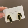 Korean Arrival Metal Fresh Lovely Sweet Grey Leaf Stud Earrings for Women Jewelry Gifts - Image 22