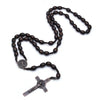 Car Hanging Ornament Handmade Rosary Necklace Wood Religious Wood Beads Necklace Mellow Catholic Crucifix Pendant Chain - Image 5