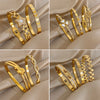 316L Stainless Steel Inlaid Zircon Star Twisted Flower Cuff Bracelet Bangle For Women Men Stackable Charm Jewelry - Image 1