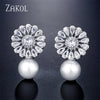 Bohemian White Pearl Drop Earrings for Women Cubic Zircon Leaf Dangle Earring Korea Bridal Wedding Jewelry Gift - Image 4