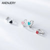 Colorful Drop Glaze Heart Hoop Earrings for Women Girl Simple Sweet Delicate Silver Color Small Huggies - Image 1