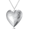 Silver Color Love Heart Photo Frame Pendant Necklace For Women I Love You Flower Pattern Heart Openable Locket Necklace Jewelry - Image 24