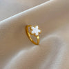 Stainless Steel Five-Petal Flower Ring in Multiple Colors - Image 4