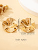 A Pair of Wavy Petal Gold Earrings, Irregular Metal Texture Exaggerated Studs, Minimalist Sculptural Style Versatile Earrings, for Gifting to Friends - Image 5