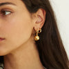 Ball Pendant Earrings Stainless Steel Gold Plated Jewelry Gift Ring Hoop Earrings For Women - Image 3