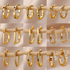 Stainless Steel Hoop Earrings For Women Gold Color Geometric Square Zircon Earring Female Wedding Aesthetic Jewerly Gift - Image 1