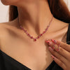 Rhinestone Necklace and Drop Earring Set in Multiple Color Styles - Image 11