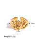 Stainless Steel Openwork Ring with Sculpted Folds in Gold-Tone - Image 15