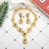 Gold Filigree Green Gem Jewelry Set Wedding Bridal Accessory For Traditional Occasions - Image 2