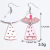 Mirrored Ufo Alien Acrylic Earrings for Women Glitter Pink Rocket Spaceship Long Drop Earring Creative Jewelry Birthday Gift - Image 2