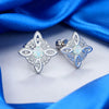 Opal Stone Witches Knot Stud Earrings Thai Silver Protection Amulet Earrings Jewelry for Women - Image 4