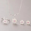 Silver Color Cherry Blossom Flower Cubic Zirconia Stone Jewelry Sets for Women Floral Necklace Bracelet Earring Ring Wedding Set - Image 5
