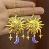Bohemian Sun Dangle Earrings Vintage Crystal Resin Water Drop Ear Hooks Moon Pendant Earrings Jewelry Gifts For Women - Image 7