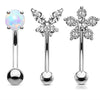 3PCS Heart Eyebrow Piercing Set Crystal Curved Barbell Piercing Flower Rook Earring Bulk CZ Star Eyebrow Ring Pack Daith Earring - Image 15