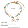 Gold Plated Stainless Steel Stone Double Layer Fishtail Anklet Chain Beach Party Jewelry - Image 7