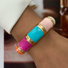 Sweet Pink Enamel Dropped Glaze Flower Texture Bracelet For Women Retro Leaf Star Floral Embossed Zircon Bangle Party Jewelry - Image 9