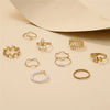 10Pcs Imitation Pearl Leaf Flower Rings Set For Women Rhinestone Butterfly Finger Ring Metal Knuckle Finger Ring Jewelry - Image 3