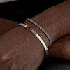 2pcs Stackable Bracelets for Men Teens, Open Cuff Bangle, Twisted Rope Figaro Chain Cuban Link Chain Bracelets Set - Image 1