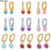 Huggie Silver Ear Needle Enamel Heart Pendant Hoop Earrings Circle Micro Set Zircon Earrings for women Gift - Image 1