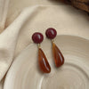 Vintage Maillard Coffee Tone Clip on Earrings for Non Pierced Retro Style Brown Resin Tiger Eye Stone Artistic Women Ears Clips - Image 9