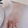 Silver Star Beaded Bracelets For Women Double Layered Adjustable Bracelet Party Jewelry - Image 3