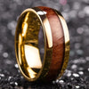 Domed Koa Wood Inlay Rings 8MM Gold Color Men Stainless Steel Rings for Wedding Engagement Jewelry Gift - Image 1