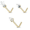 ZS 3-4Pcs/lot Gold Color Stainless Steel Nose Stud Set Heart Star Round Crystal Nose Piercing L Shape Nostril Piercing 18g/20g - Image 20