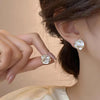 White Enamel Flower Stud Earrings for Women Folded Unique Design Multi-layers Floral Female Small Earrings - Image 2