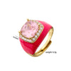 HECHENG,Multicolor Enamel Dripping Oil Zircon Open Ring For Women Adjustable Gold Plated Chunky Finger Rings Gift - Image 6