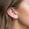 Chain Hoop Piercing Earring with Square and Waterdrop Details - Image 3
