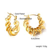 Punk Golden Plated Stainless Steel Reticulate Rhombus Hoops Earrings For Women Anti-Allergic Temperament Jewelry - Image 34